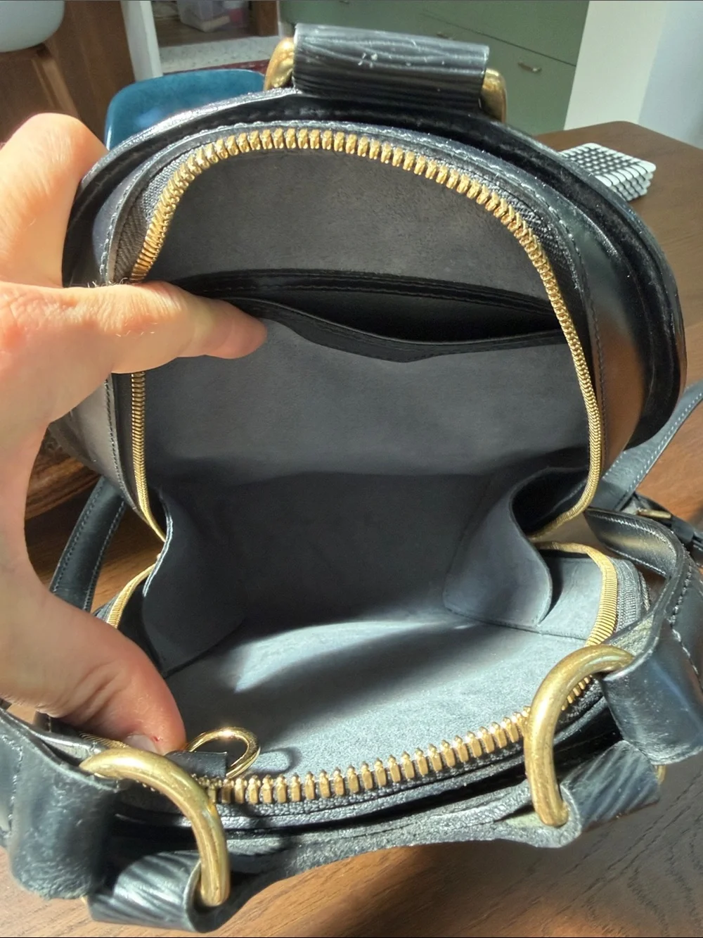 Vintage Louis Vuitton Black Epi Leather Backpack Mapillion with Gold Hardware